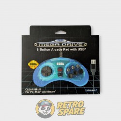 Manette Sega Megadrive Retro-Bit USB Clear Blue – Officielle – Neuve en Boîte