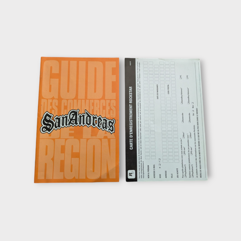 Notice GTA San Andreas Playstation 2 PAL FR + Regcard