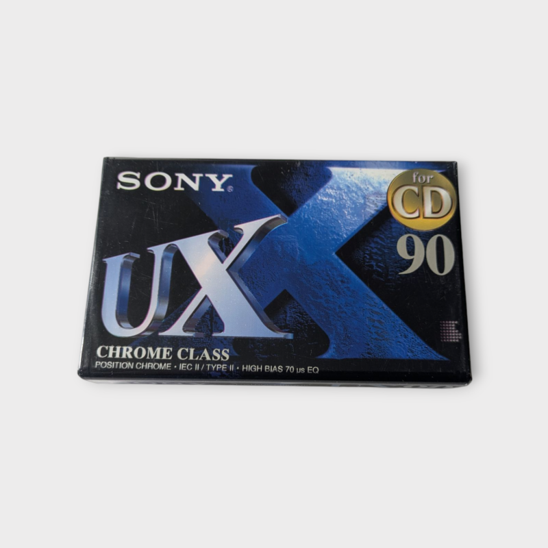 Cassette Audio Vierge Sony UX “For CD” – 90 minutes – Neuve sous blister (NOS, Vintage, Type II Chrome)