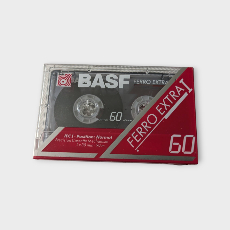 Cassette Audio Vierge BASF Ferro Extra I Clear – 60 minutes – Neuve sous blister (NOS, Vintage)