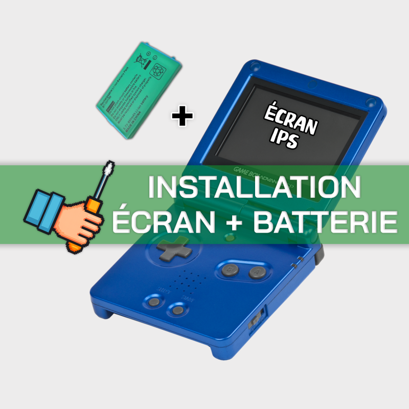Forfait Installation écran LCD IPS + batterie neuve Nintendo Game Boy Advance SP